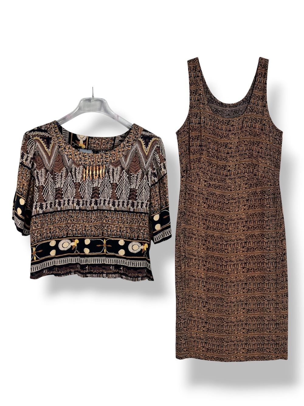 4/$20 Vintage Rabbit Rabbit Designs 10P Maxi Dress Beaded Top Set Made USA